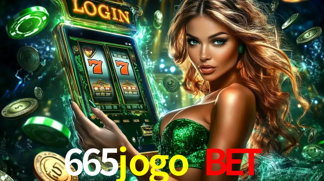 Mulher com tema verde apresentando o aplicativo do cassino 665jogo bet com um jogo de slot de 777, cercada por fichas de cassino e uma aura de sorte.